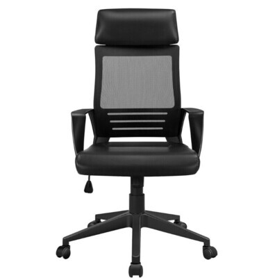 Computer Desk Chair Leather Office Chair Mesh Back with Wheel and Arms for Study