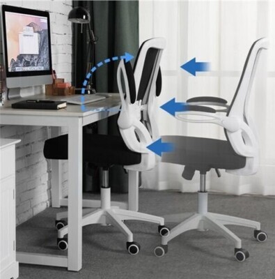 Home Office Chair Computer Desk Chair with Back Support &amp; Wheels for Study White