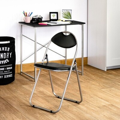 ​Folding Chairs Padded Faux Leather Studying Dining Office Event Chair Black x1