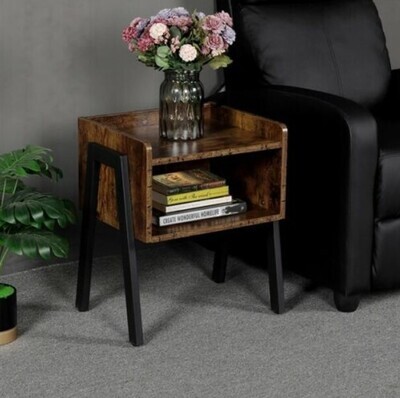 Industrial Side Table Stackable Nightstand Sofa End Table w/ Storage for Bedroom