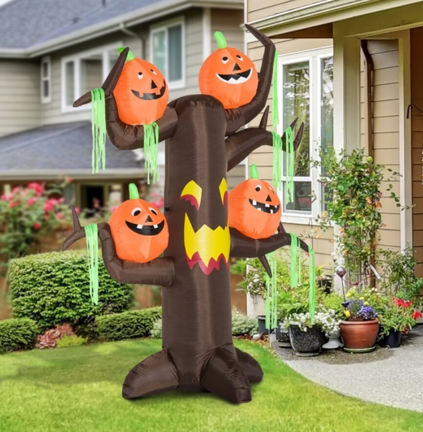 ​Halloween Inflatable Decoration Ghost Tree 2.4m 6 LED lights Party Decor Outdoor Scary