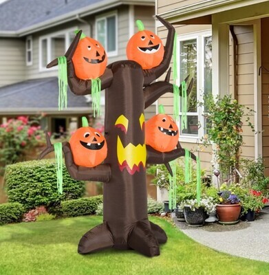 ​Halloween Inflatable Decoration Ghost Tree 2.4m 6 LED lights Party Decor Outdoor Scary
