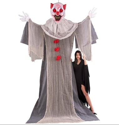 ​3.6 x 2.4m  Giant Halloween Clown with Light Up Eyes Party Outdoor Decoration