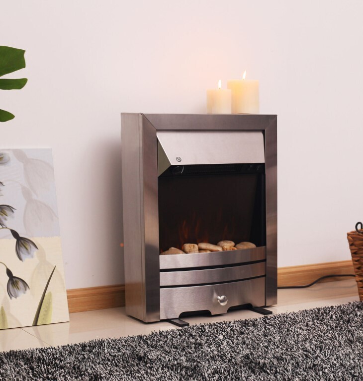 ​Electric Fireplace 2000W Stainless Steel Burning Effect Heater Fire Flame Stove