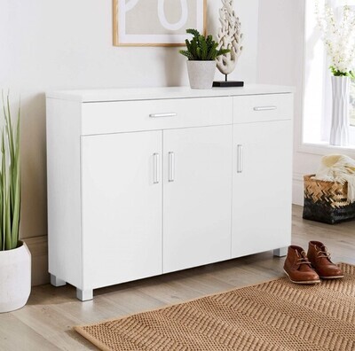 Large Shoe Cabinet White Oak