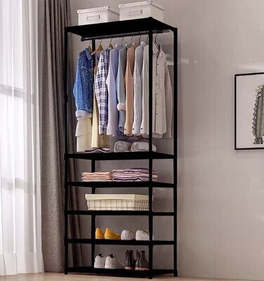 ​Clothes Coat Rail Garment Dress Hanging Display Stand Shoe Rack Shelf Storage