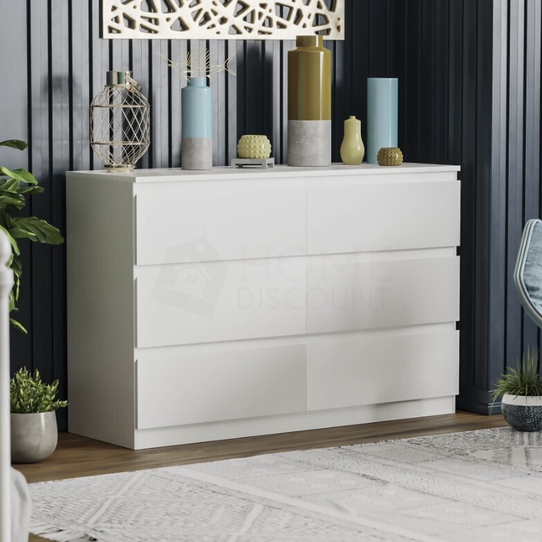 Chest of Drawers White Bedroom Furniture Hallway Tall Wide Storage 6 Draws