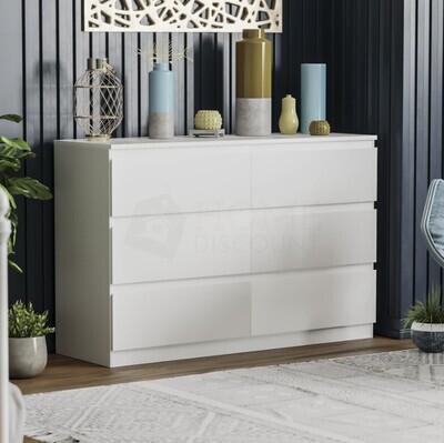 Chest of Drawers White Bedroom Furniture Hallway Tall Wide Storage 6 Draws