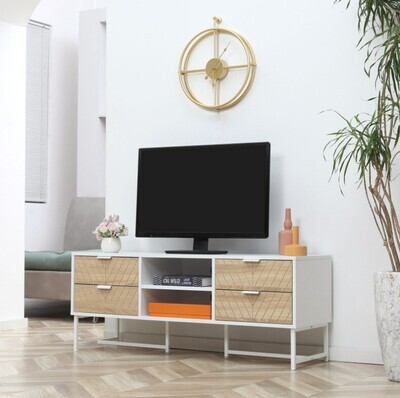 ​TV Stand Modern TV Cabinet w/ Storage Shelves and Drawers for 32-47&quot; TVs White