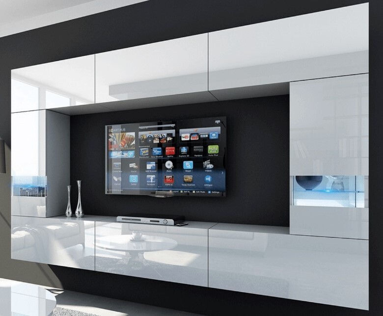 Modern Living Room Furniture Set Entertainment TV Unit Wall Cabinet Cupboard Led