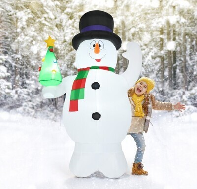 ​8ft 240cm Inflatable Snowman Christmas Decoration LED Lights Holiday Decor Waterproof