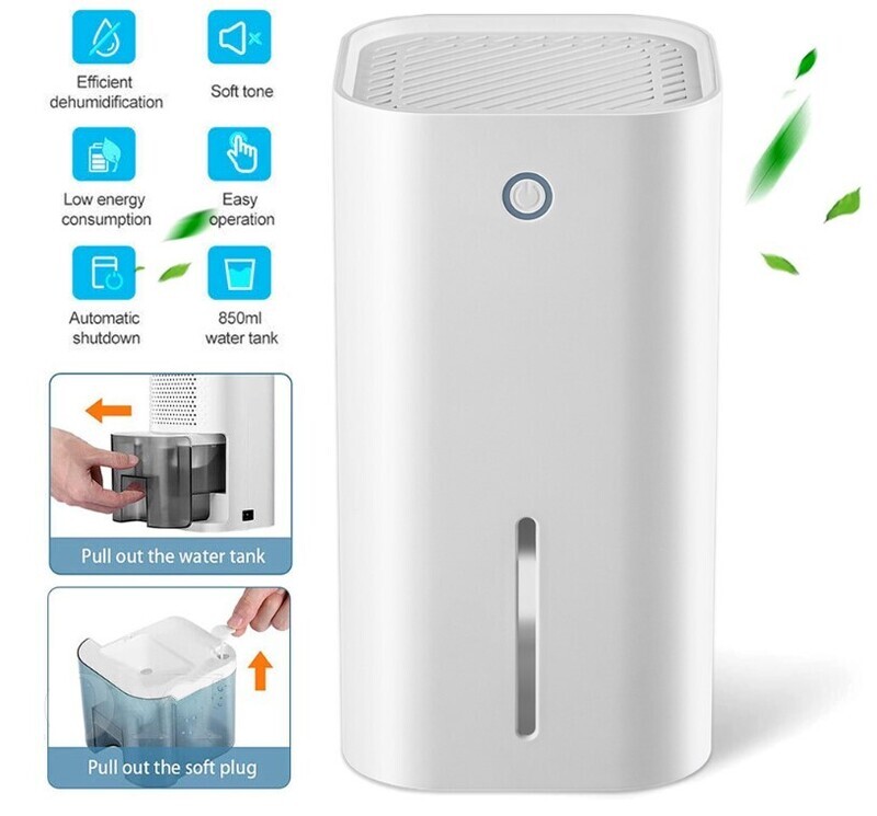Electric Dehumidifier 850ml Tank Portable for Home Condensation Moisture Damp UK