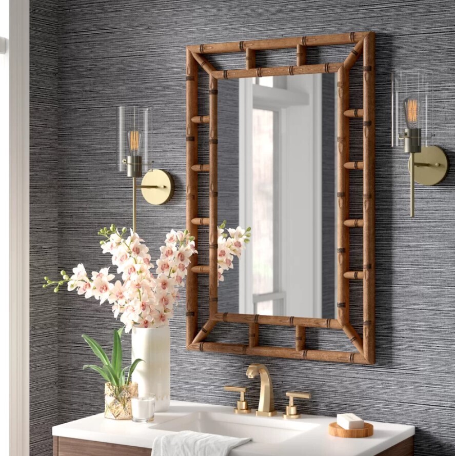 ​Rectangle Wall Mirror Bedroom Brown Square Home Decor Decoration Art Room Hanging