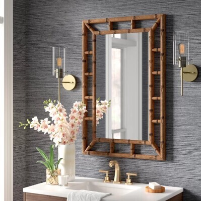 ​Rectangle Wall Mirror Bedroom Brown Square Home Decor Decoration Art Room Hanging