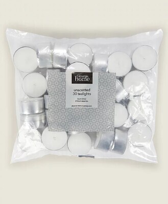 ​Tea Lights White Unscented Unfragranced Candles 8 Hour Burn Night T Lights – Set of 30 Tealight