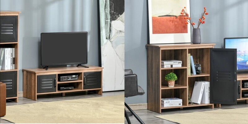 ​109cm TV Stand + Sideboard Set Wooden Cabinet Unit with Drawers Home Organizer Sideboard Steel Door