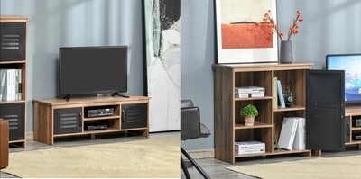 ​109cm TV Stand + Sideboard Set Wooden Cabinet Unit with Drawers Home Organizer Sideboard Steel Door