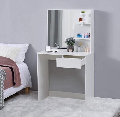 ​Vanity Set with Mirror Makeup Vanity Dressing Table Dresser Desk with Large Drawer for Bedroom White Bedroom Furniture