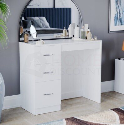 ​3 Drawer Dressing Table White Makeup Desk Wooden Bedroom Furniture