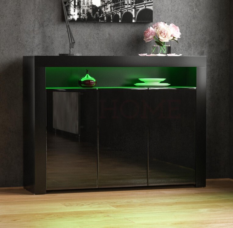 Modern LED Sideboard Cabinet Stand TV Unit Matt Body High Gloss Doors Cupboard