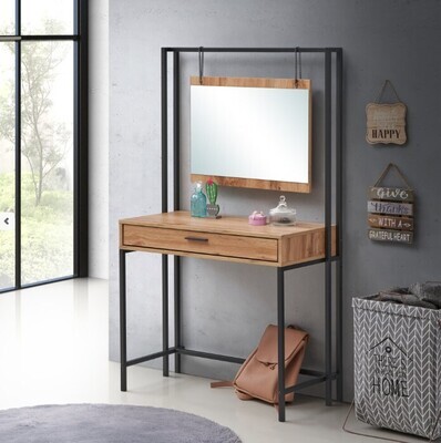 Bedroom Dressing Table Vanity Makeup Mirror &amp; Drawer Wotan Oak / Black