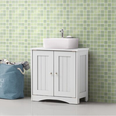 ​Bathroom Sink Cabinet Under Basin Vanity Storage Cupboard Unit White