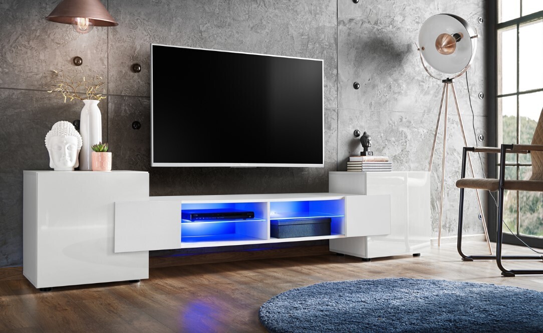 230cm TV Led Lights Stand Media Center TV Cabinet Entertainment Furniture Modern Shelf