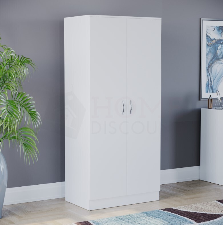 ​2 Door Wardrobe Wooden Bedroom Storage Furniture Cupboard Hanging Rail Clothes