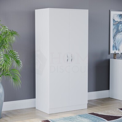 ​2 Door Wardrobe Wooden Bedroom Storage Furniture Cupboard Hanging Rail Clothes