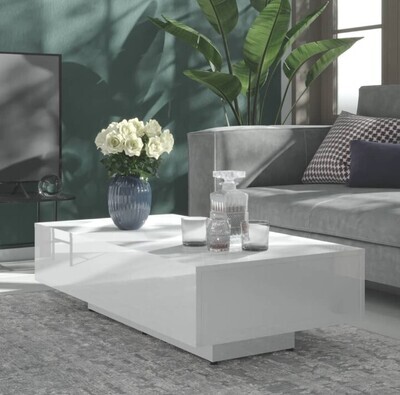 ​High Gloss Coffee Table White / Black 115x60x31 cm Engineered Wood Living Room Furniture