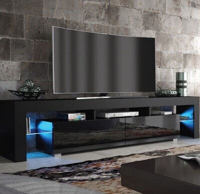 Large 180cm TV Unit Cabinet Stand High Gloss Doors With 16 Colours LED Light