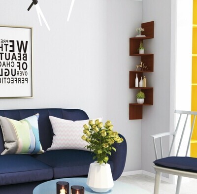 5 Tier Floating Wall Shelves Corner Shelf Storage Display Bookcase Bedroom