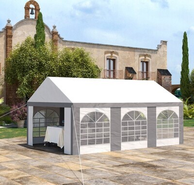 ​6 x 4m Galvanised Party Tent Marquee Gazebo with Sides Six Windows and Double Doors