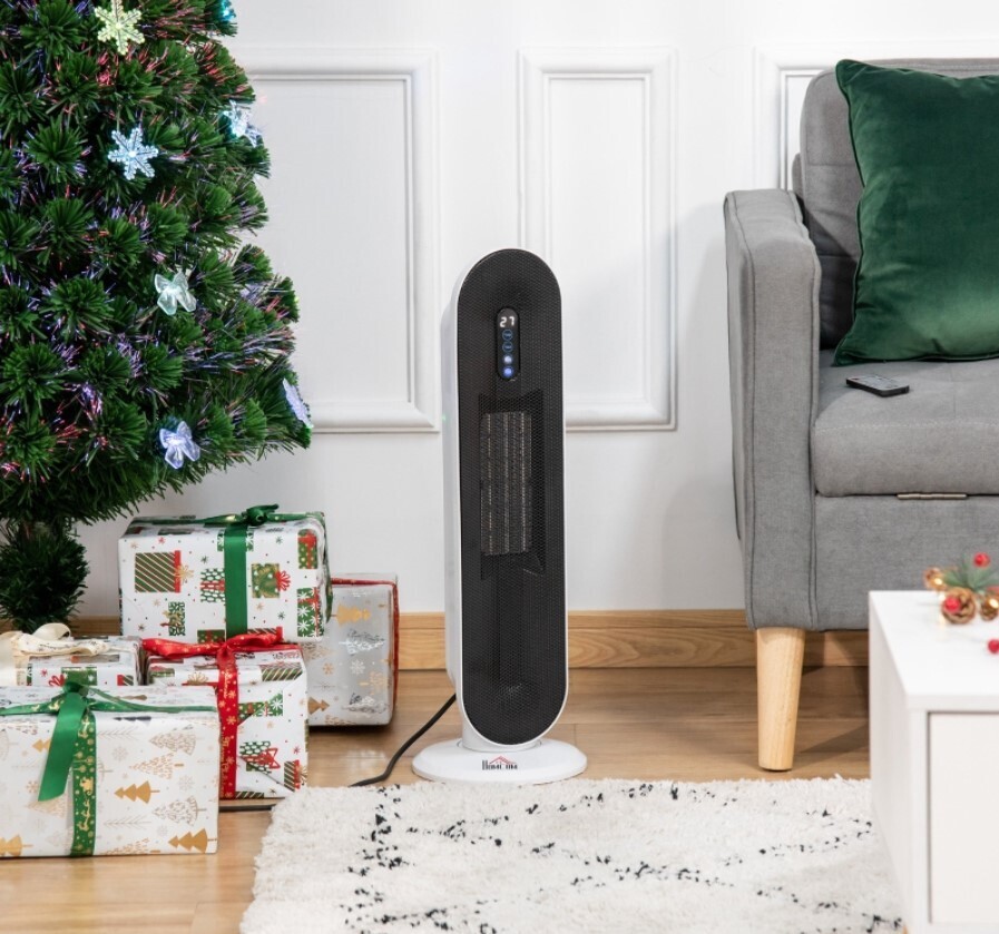 ​Ceramic Space Heater Indoor Tower Heater with 45 Degree Oscillation Remote Control 1200W/2000W
