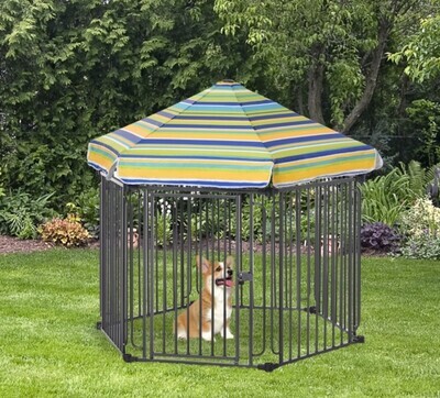 ​Outside / Indoor Dog Playpen Crate w/ Locking Door &amp; Metal Frame