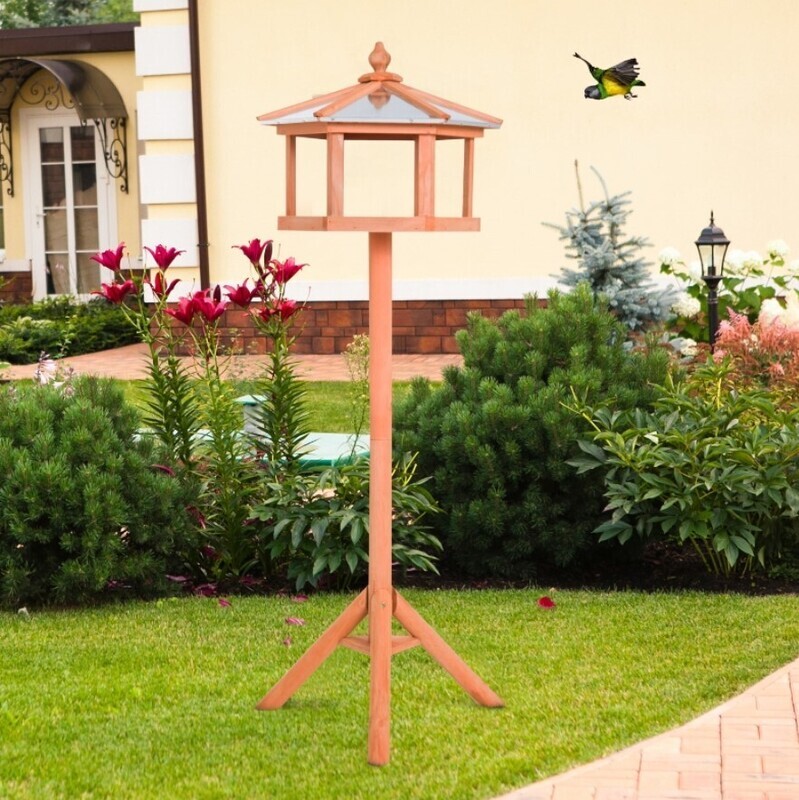 Wooden Bird Table Feeder Station Wooden Parrot Stand
