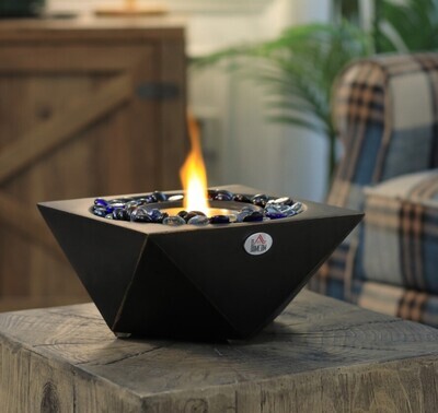 ​Portable Tabletop Fireplace, Concrete Bioethanol Fireplace with 0.4L Tank Burns up Black