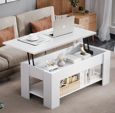 ​Wooden Coffee Table With Storage Lift Top Up Drawer Shelf Living Room Furniture