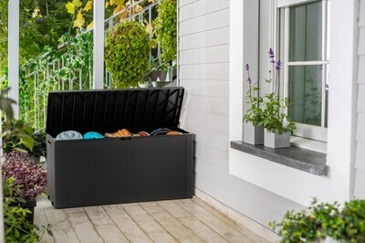 ​277L Outdoor Garden Storage Box Keter Large Plastic Lockable- Graphite