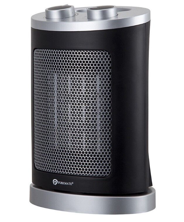 1500W Portable Ceramic Fan Heater Automatic Oscillation 2 Heat Settings Adjustable Thermostat