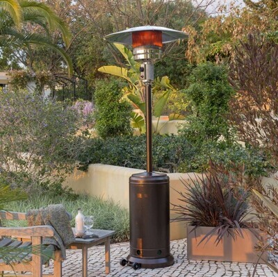 12kW Freestanding Powder Coated Steel Gas Patio Heater in Bronze