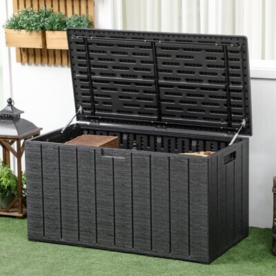 ​336 Litre Extra Large Outdoor Garden Storage Box Water-resistant Heavy Duty Double Wall Plastic Container Garden Furniture