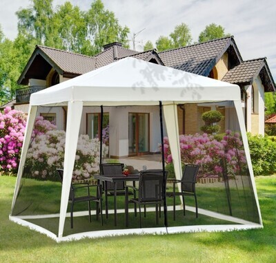 3x3m Outdoor Gazebo Garden Canopy Tent Sun Shade Event Shelter with Mesh Screen Side Walls White
