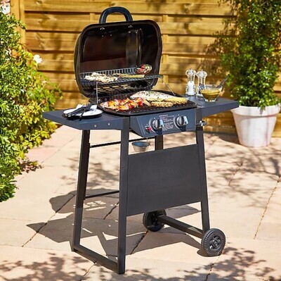 ​2 Burner Gas BBQ Grill Portable Outdoor Garden Picnic Stainless Steel