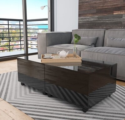 Coffee Table High Gloss Black 120cm Home Extendable Tea Side Stand Desk