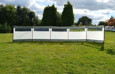 ​5 Panel Steel Poled PVC Windbreak 800cm Camping Caravan Wind Sheild