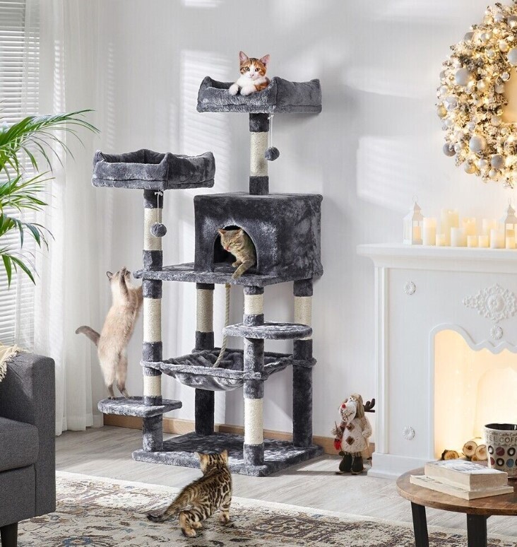 Cat Tree Tower Tall Large Cat Scratching Post for Indoor Cats and Kittens 150cm