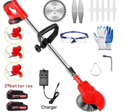 Electric Cordless Grass Trimmer Strimmer Garden Edger Cutter + 2 Battery UK