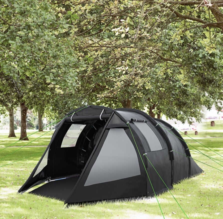 ​3-4 Man Tunnel Tent Two Room Camping Tent with Windows and Covers Portable Carry Bag for Fishing Hiking Sports Festivals