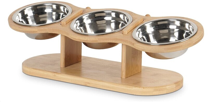 Cat Bowls Cat Food Bowl and Small Dogs 15° Tilted Adjustable with 3 Stainless